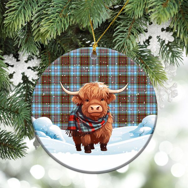 Anderson Ancient Tartan Christmas Ceramic Ornament - Highland Cows Snow Style Online Sale - Image 2