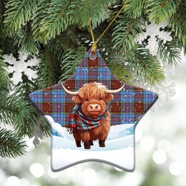 Anderson Modern Tartan Christmas Ceramic Ornament - Highland Cows Snow Style Fashion - Image 4