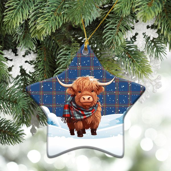MacLaine of Loch Buie Hunting Ancient Tartan Christmas Ceramic Ornament - Highland Cows Snow Style Sale - Image 4