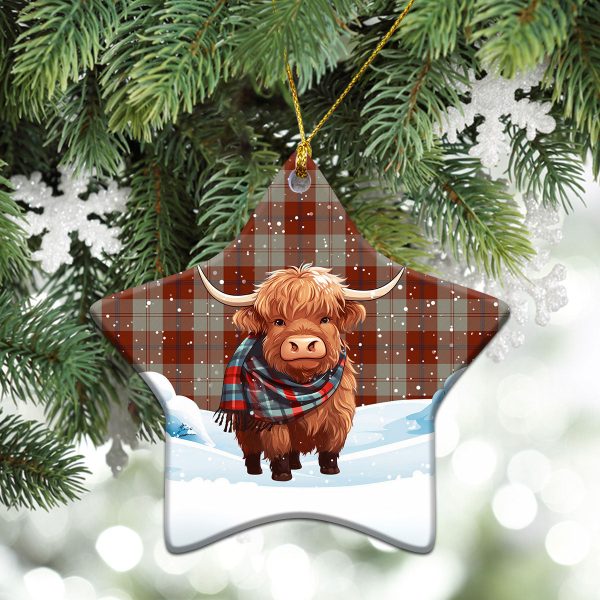 Davidson Dress Dancers Tartan Christmas Ceramic Ornament - Highland Cows Snow Style Online Sale - Image 4