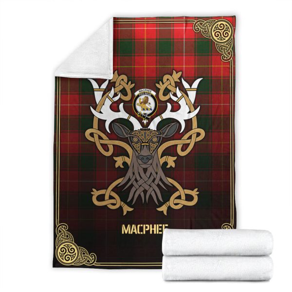 MacPhee Modern Tartan Crest Premium Blanket - Celtic Stag style on Sale - Image 4