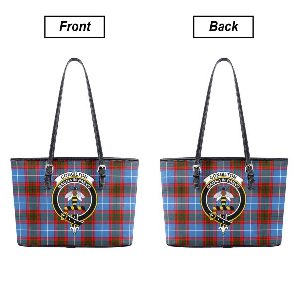 Congilton Tartan Crest Leather Tote Bag For Discount - Image 3