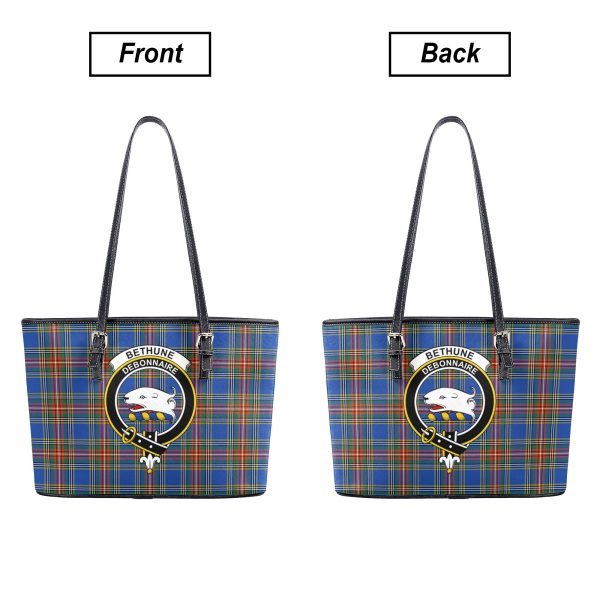 Bethune Ancient Tartan Crest Leather Tote Bag Online now - Image 3