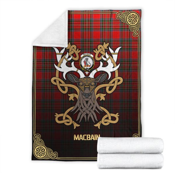 MacBain Tartan Crest Premium Blanket - Celtic Stag style Sale - Image 4