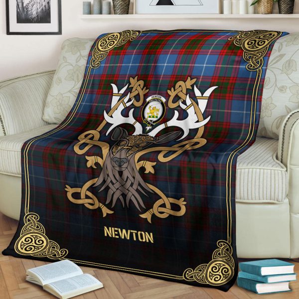 Newton Tartan Crest Premium Blanket - Celtic Stag style Sale - Image 2