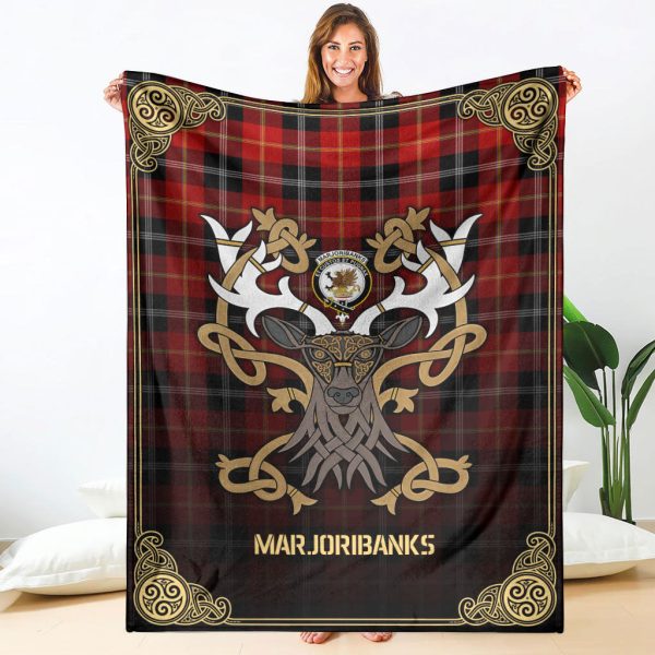 Marjoribanks Tartan Crest Premium Blanket - Celtic Stag style Discount