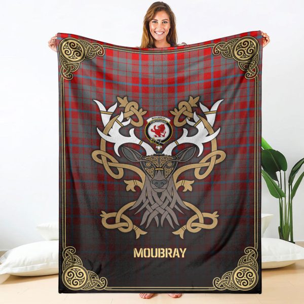 Moubray Tartan Crest Premium Blanket - Celtic Stag style Fashion