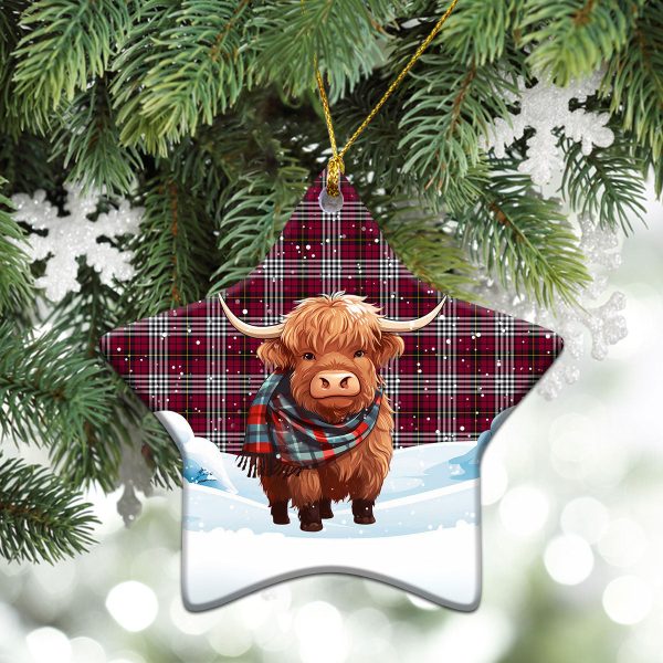 Little Tartan Christmas Ceramic Ornament - Highland Cows Snow Style For Sale - Image 4