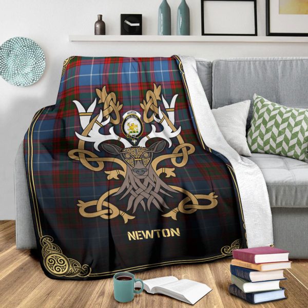 Newton Tartan Crest Premium Blanket - Celtic Stag style Sale - Image 3