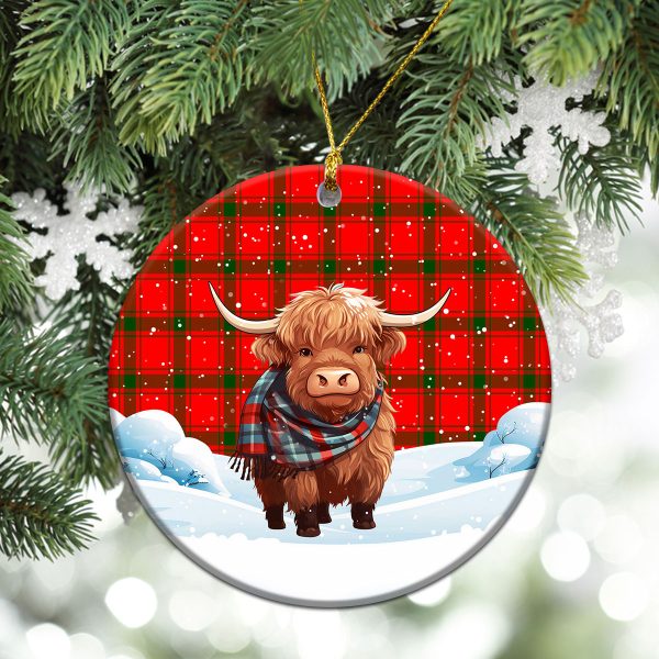 MacDonald of Sleat Tartan Christmas Ceramic Ornament - Highland Cows Snow Style Fashion - Image 2