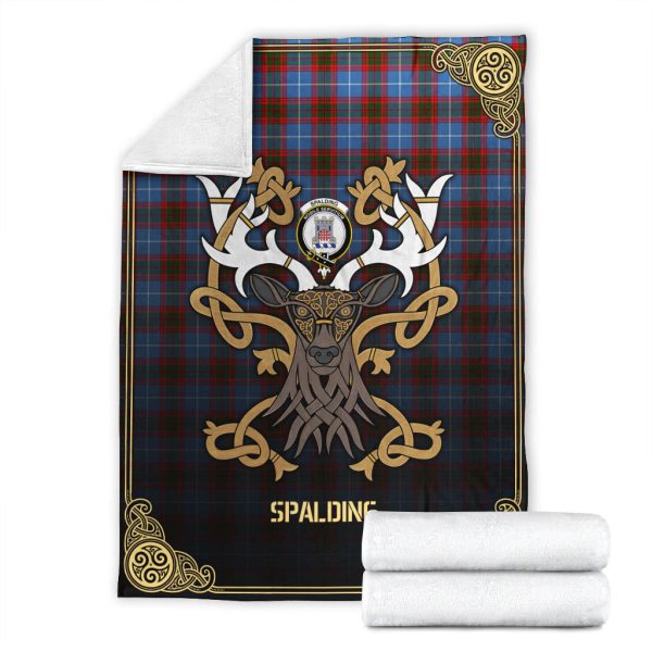 Spalding Tartan Crest Premium Blanket - Celtic Stag style Sale - Image 4