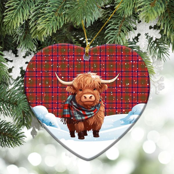 Lumsden Modern Tartan Christmas Ceramic Ornament - Highland Cows Snow Style Sale - Image 5