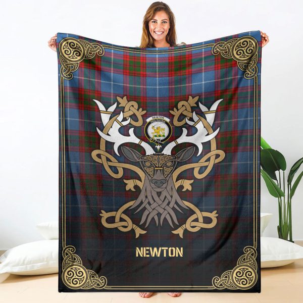 Newton Tartan Crest Premium Blanket - Celtic Stag style Sale