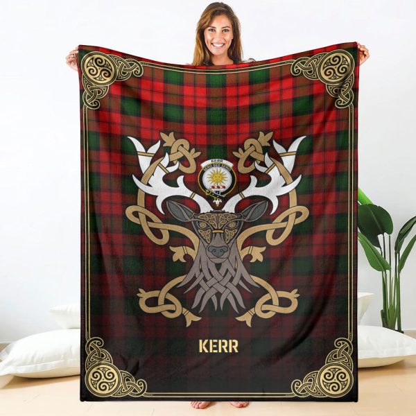 Kerr Modern Tartan Crest Premium Blanket - Celtic Stag style For Cheap