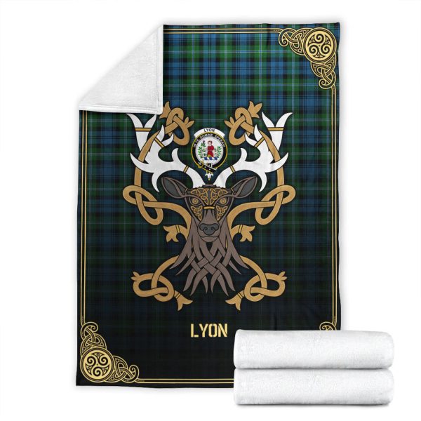 Lyon Tartan Crest Premium Blanket - Celtic Stag style Cheap - Image 4