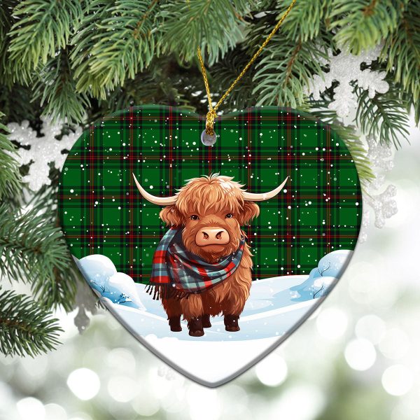 Kinloch Tartan Christmas Ceramic Ornament - Highland Cows Snow Style on Sale - Image 5
