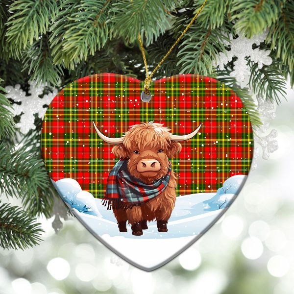 Leask Tartan Christmas Ceramic Ornament - Highland Cows Snow Style Cheap - Image 5