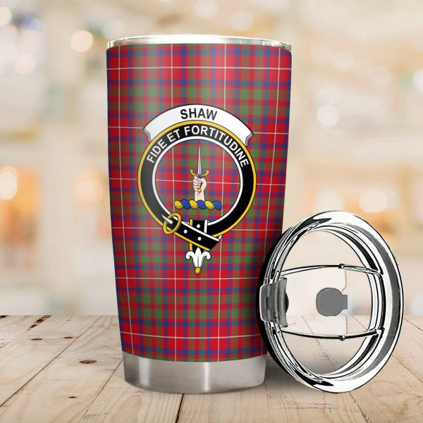 Shaw Red Modern Tartan Crest Tumbler on Sale - Image 2
