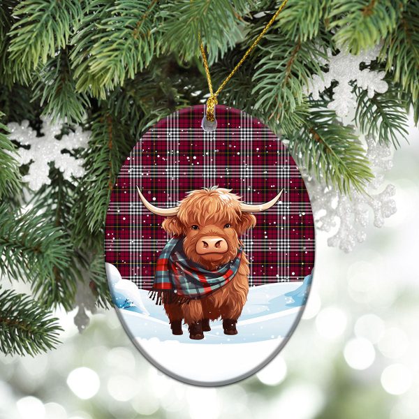 Little Tartan Christmas Ceramic Ornament - Highland Cows Snow Style For Sale - Image 3