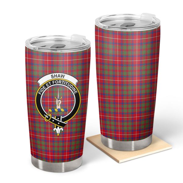 Shaw Red Modern Tartan Crest Tumbler on Sale