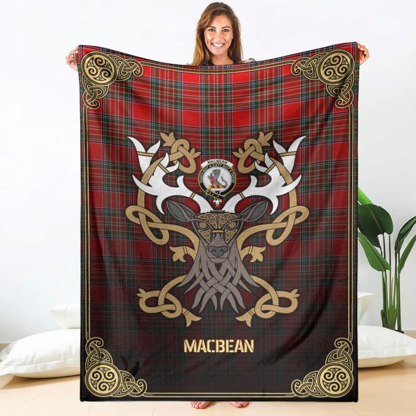 MacBean Tartan Crest Premium Blanket - Celtic Stag style For Discount