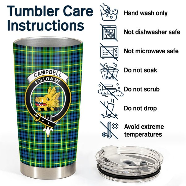 Campbell of Breadalbane Ancient Tartan Crest Tumbler For Sale - Image 4