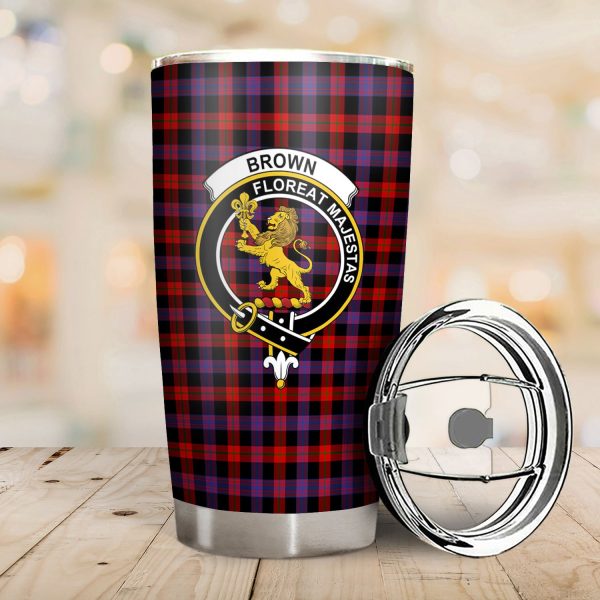 Brown Modern Tartan Crest Tumbler Hot on Sale - Image 2