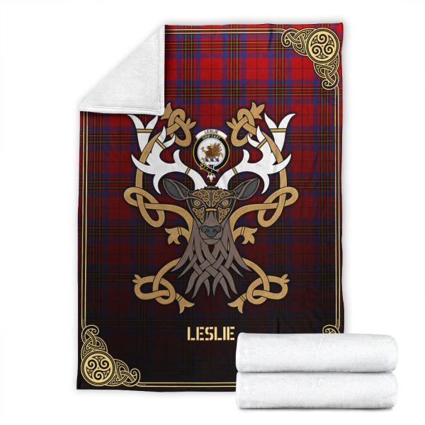 Leslie Modern Tartan Crest Premium Blanket - Celtic Stag style For Discount - Image 4