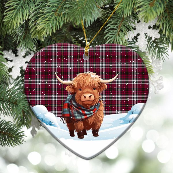Little Tartan Christmas Ceramic Ornament - Highland Cows Snow Style For Sale - Image 5