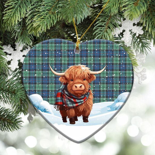Leslie Hunting Ancient Tartan Christmas Ceramic Ornament - Highland Cows Snow Style For Cheap - Image 5
