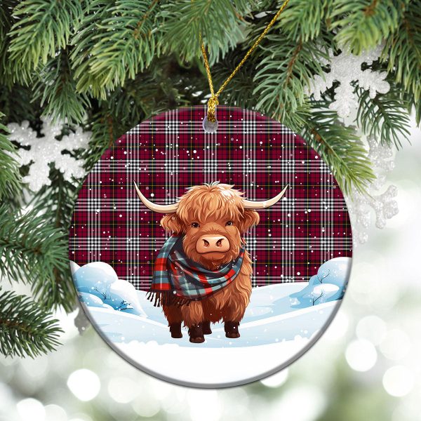 Little Tartan Christmas Ceramic Ornament - Highland Cows Snow Style For Sale - Image 2