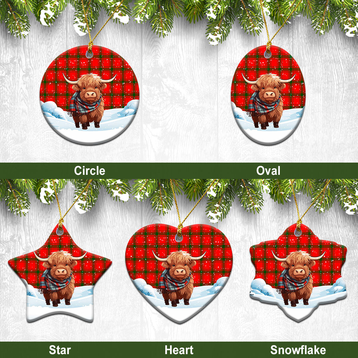MacDonald of Sleat Tartan Christmas Ceramic Ornament – Highland Cows Snow Style Fashion