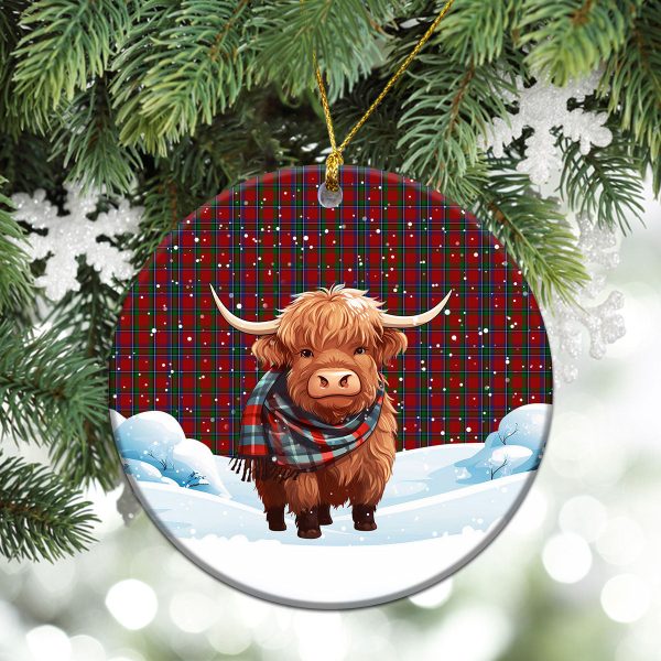 Lyall Tartan Christmas Ceramic Ornament - Highland Cows Snow Style Discount - Image 2