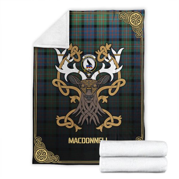 MacDonnell of Glengarry Ancient Tartan Crest Premium Blanket - Celtic Stag style For Discount - Image 4