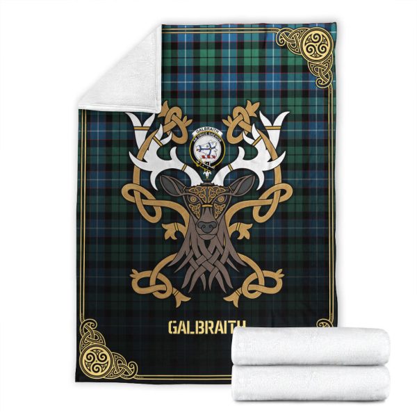 Galbraith Ancient Tartan Crest Premium Blanket - Celtic Stag style Fashion - Image 4