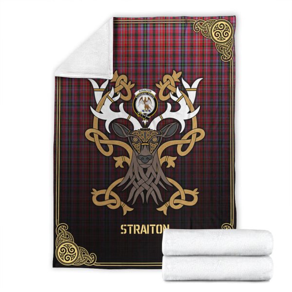 Straiton Tartan Crest Premium Blanket - Celtic Stag style For Discount - Image 4
