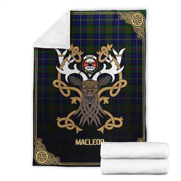 MacLeod of Harris Modern Tartan Crest Premium Blanket - Celtic Stag style on Sale - Image 4