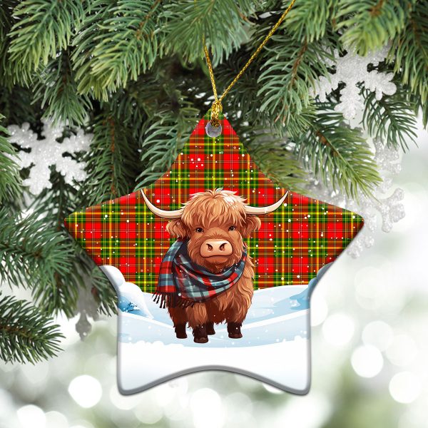 Leask Tartan Christmas Ceramic Ornament - Highland Cows Snow Style Cheap - Image 4