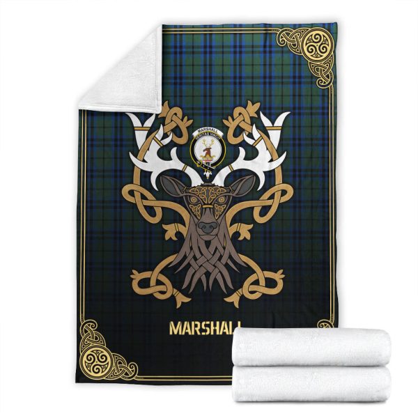 Marshall Tartan Crest Premium Blanket - Celtic Stag style on Sale - Image 4