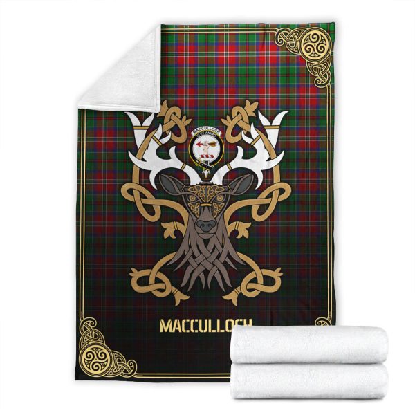 MacCulloch (McCulloch) Tartan Crest Premium Blanket - Celtic Stag style Online Hot Sale - Image 4