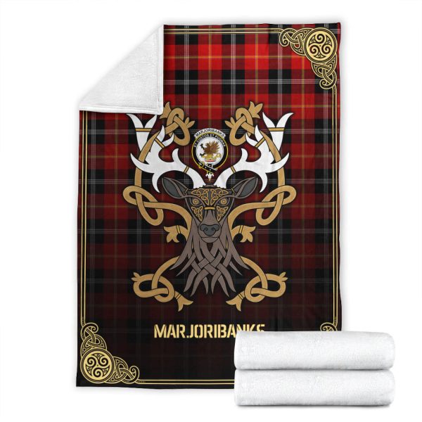 Marjoribanks Tartan Crest Premium Blanket - Celtic Stag style Discount - Image 4
