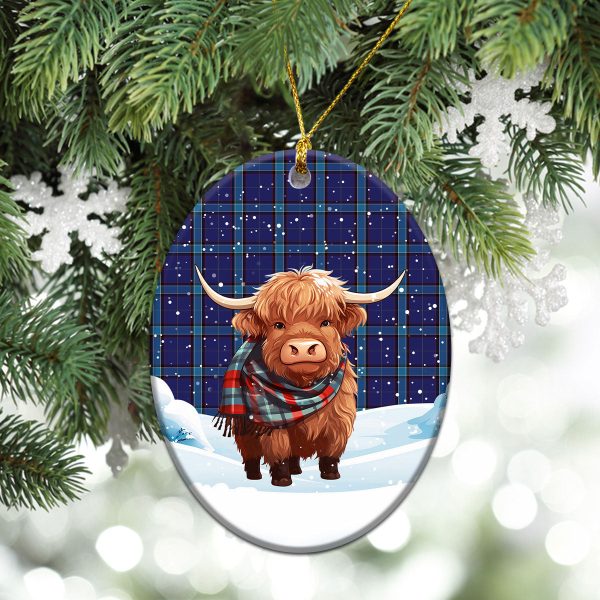 Kirkcaldy Tartan Christmas Ceramic Ornament - Highland Cows Snow Style Online Hot Sale - Image 3