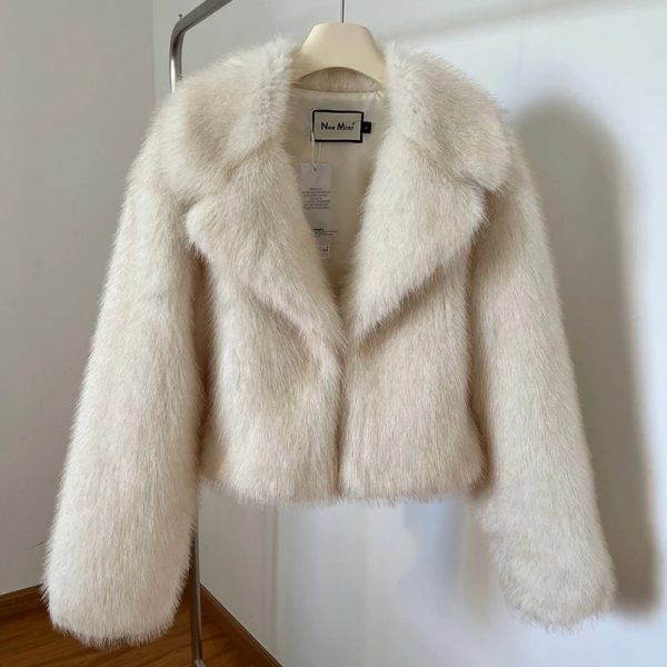 Gradient Cropped Fluffy Fur Jacket Chic Thicken Faux Fox Fur Outerwear Online - Image 5