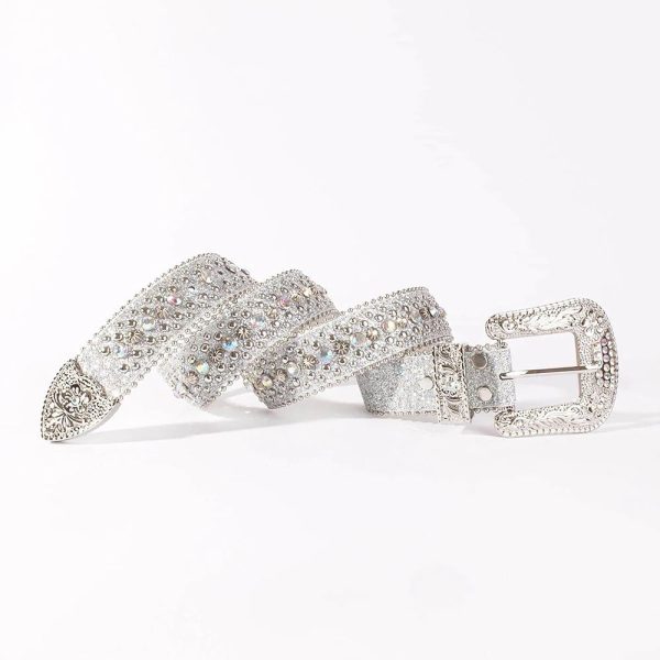 Women s Jeans Rhinestone Shiny Rivet Design Y2K Style Denim Shiny Belt For Cheap - Image 5