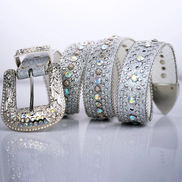 Women s Jeans Rhinestone Shiny Rivet Design Y2K Style Denim Shiny Belt For Cheap - Image 4