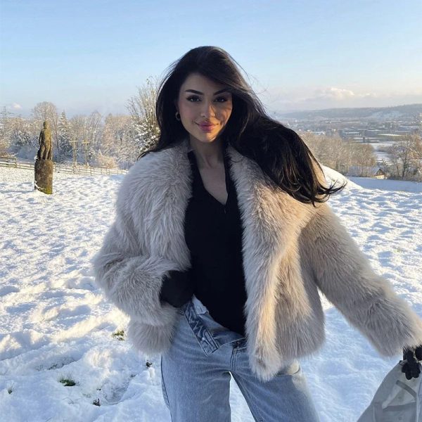 Faux Fur Jacket Coat Women Design Big Collar Fur Coats Cool Overcoat Online Sale - Image 2