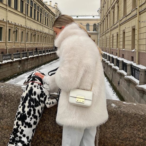 Iconic Fluffy Furry Faux Fur Jacket Winter Shaggy Overcoat Fur Coat Online - Image 2